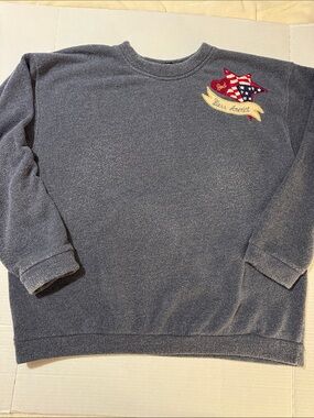 Vintage Y2K Exist Navy Crewneck Sweatshirt w/Patriotic Star & Banner Patch 156